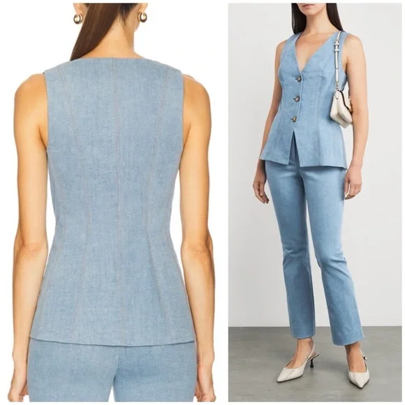 NWT VERONICA BEARD Avalina Denim Vest in Blue Mirage SZ US 6 - Picture 2 of 8